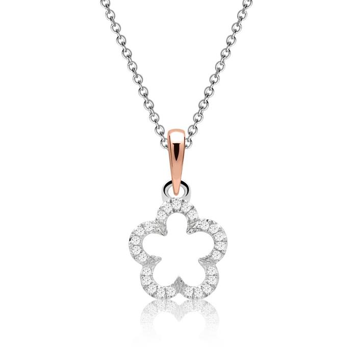 Sparkling Diamond Necklace Blossom 0,053ct Total