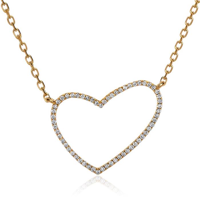 Diamanten ketting hart 0,17 ct totaal 18 karaat geelgoud