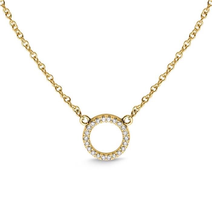 Necklace circle 18ct yellow gold 22 diamonds 0,07ct