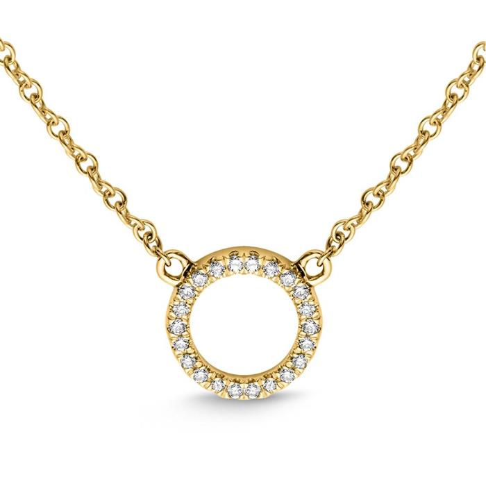 Necklace circle 18ct yellow gold 22 diamonds 0,07ct