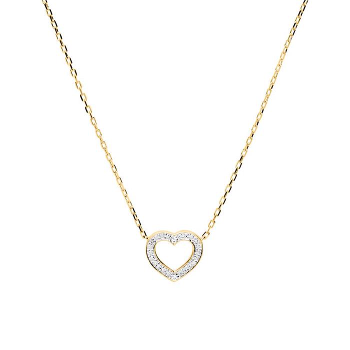 14ct gold anchor chain heart diamonds