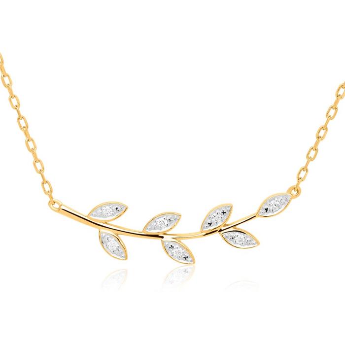 14ct gold chain in leaf design with diamonds
