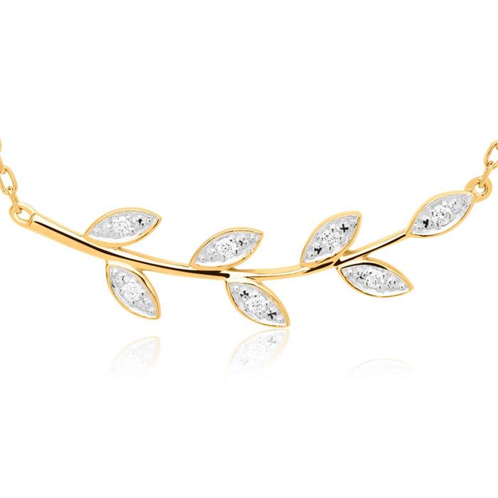 14ct gold chain in leaf design with diamonds