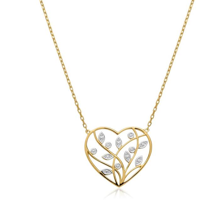 Floral heart chain 14ct gold
