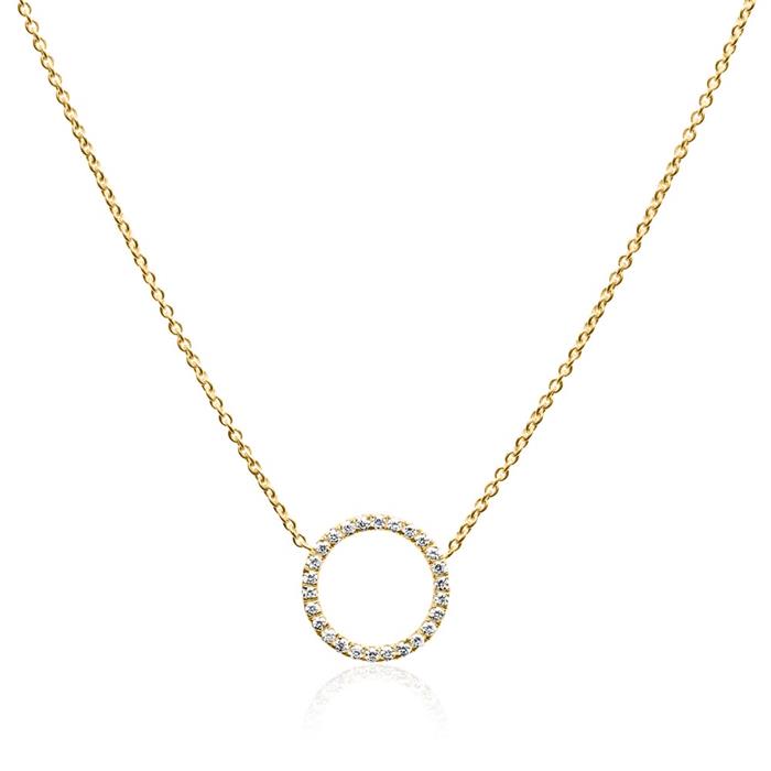 Halskette Kreis für Damen aus 14K Gold mit Diamanten