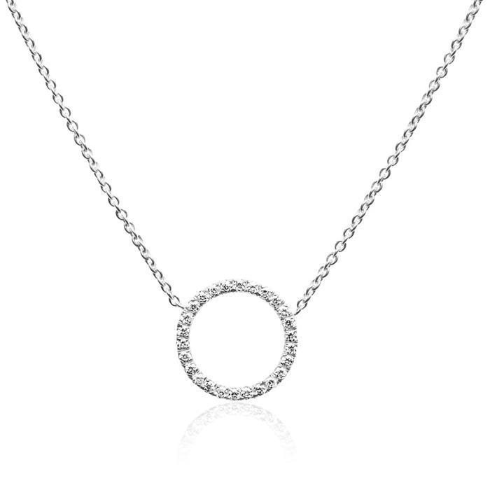 Necklace circle for ladies in 14ct white gold with diamonds