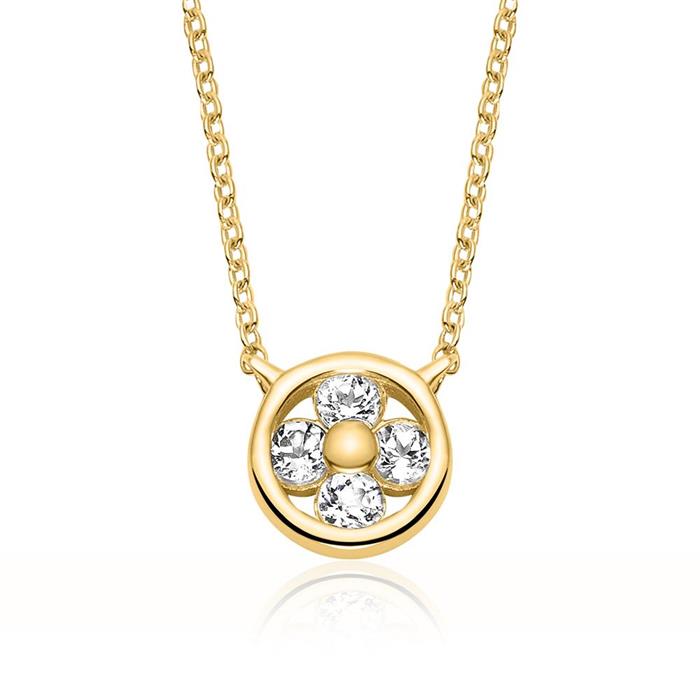 Necklace for women in 14K gold with white topazes