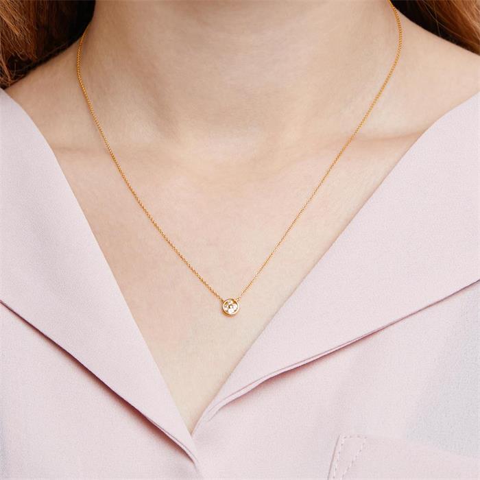 Necklace for women in 14K gold with white topazes