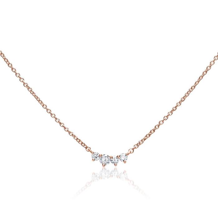 Ladies 14-carat rose gold necklace with diamonds