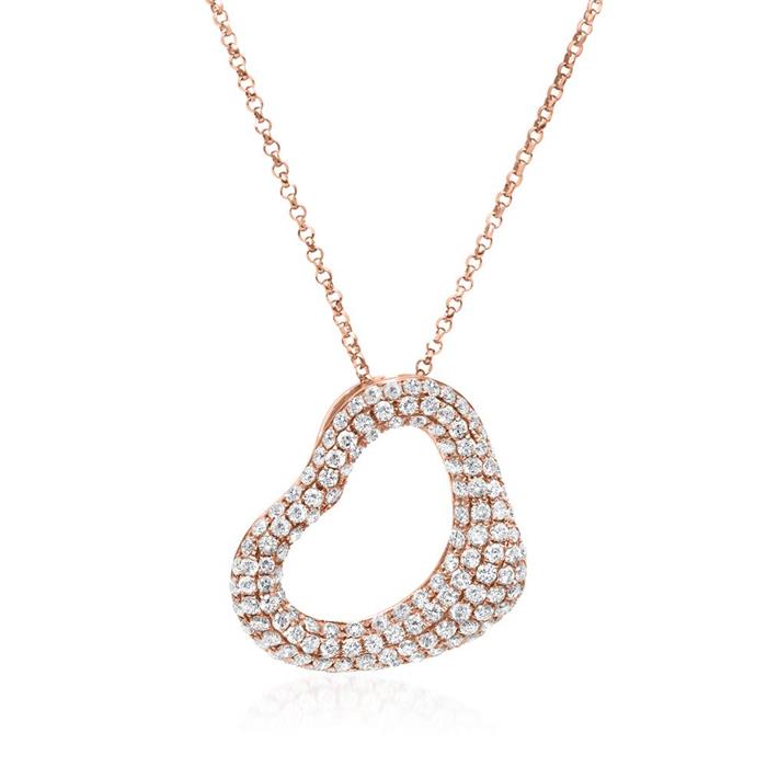 750 rose gold heart necklace with diamonds, approx. 1.02 ct.