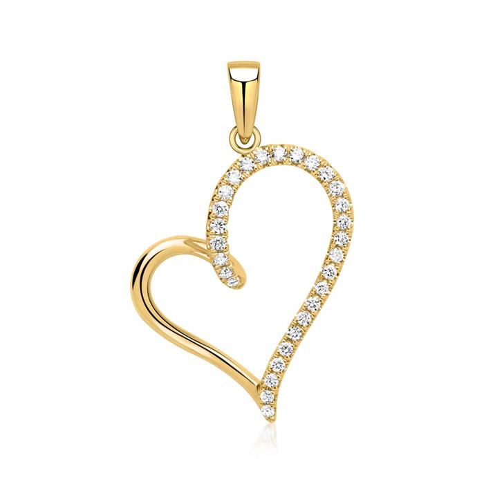 Necklace heart 18ct yellow gold 29 diamonds