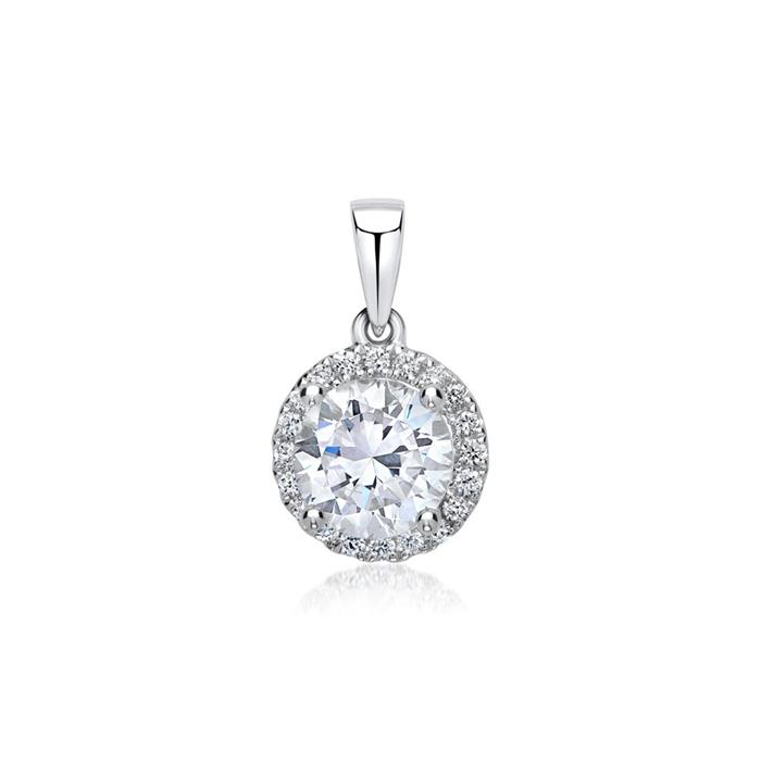 Halo pendant 18ct white gold with diamonds