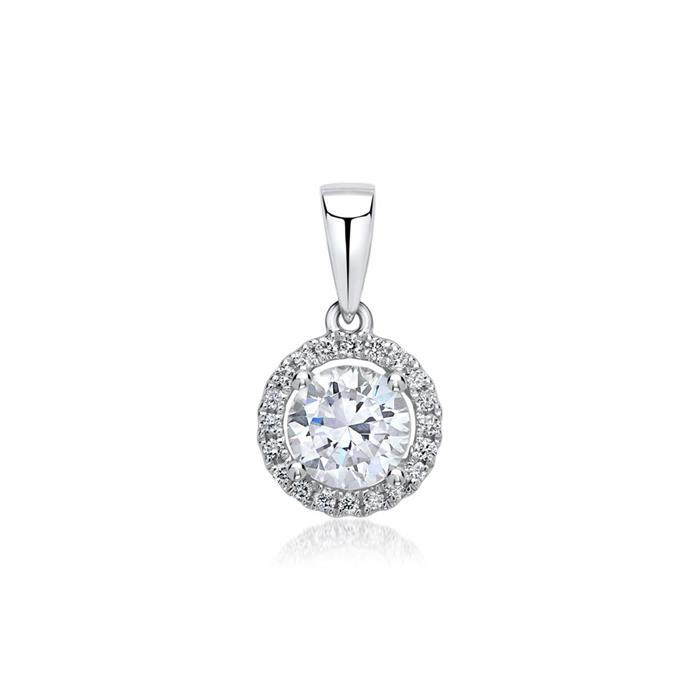 Colgante halo de oro blanco 18 quilates con diamantes