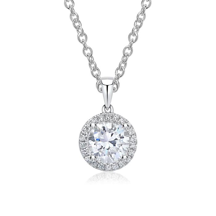 Diamanten ketting halo hanger 18k witgoud