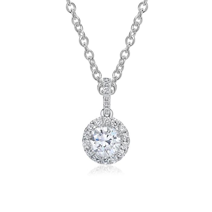 Halo pendant 18ct white gold with diamonds