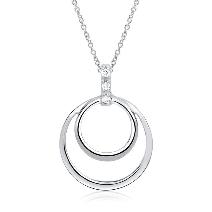 Circle pendant white gold 3 diamonds 0,018ct