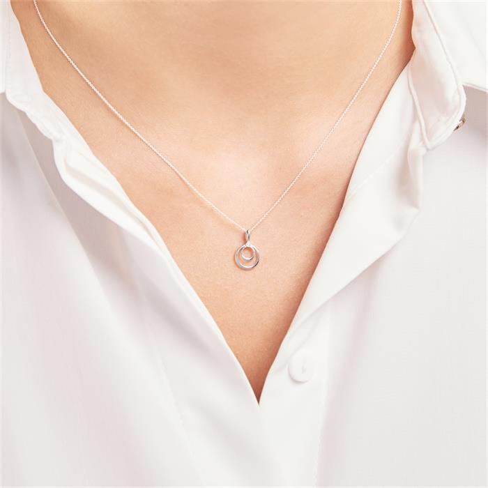 14ct white gold necklace circles diamond