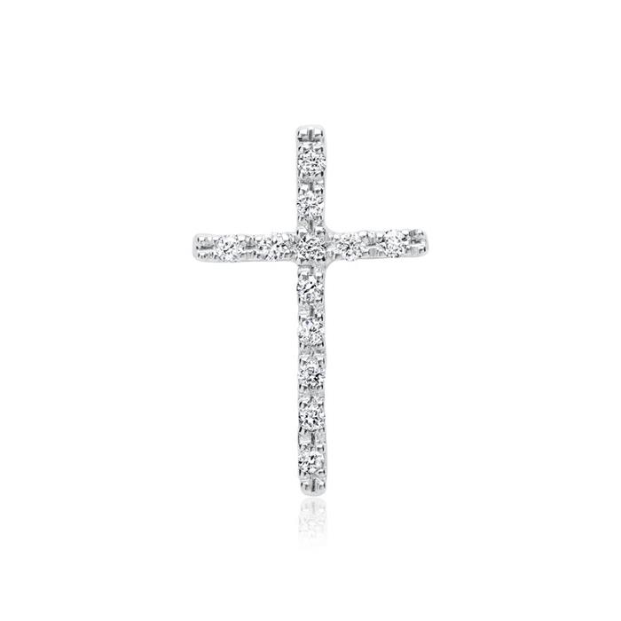Cross pendant white gold 12 diamonds