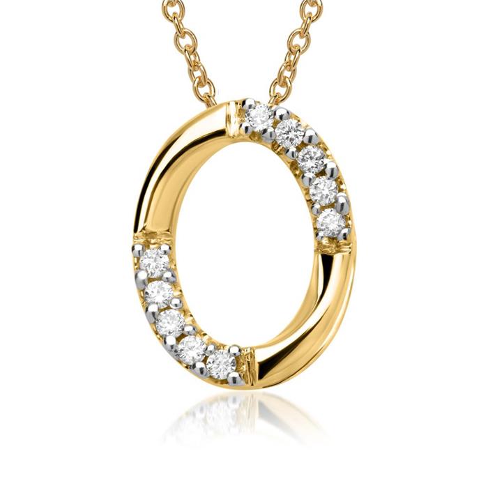 14 karaat geelgouden ketting 10 Diamanten 0,07 ct.