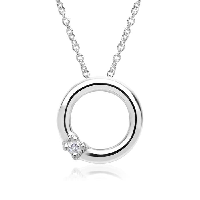 14ct white gold pendant diamond circle