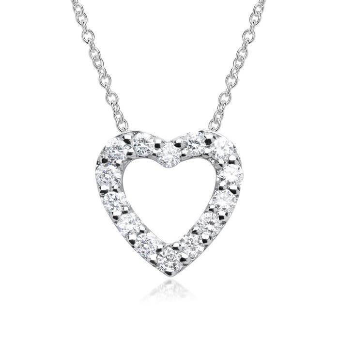 14ct white gold pendant heart 14 diamonds