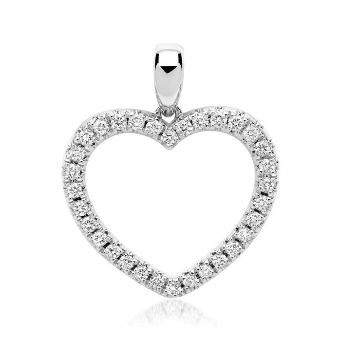 14ct white gold necklace heart 32 diamonds