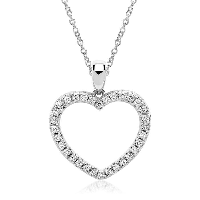 14ct white gold necklace heart 32 diamonds