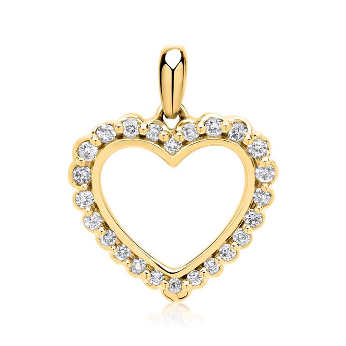 Yellow gold necklace pendant 24 diamonds 0,17ct