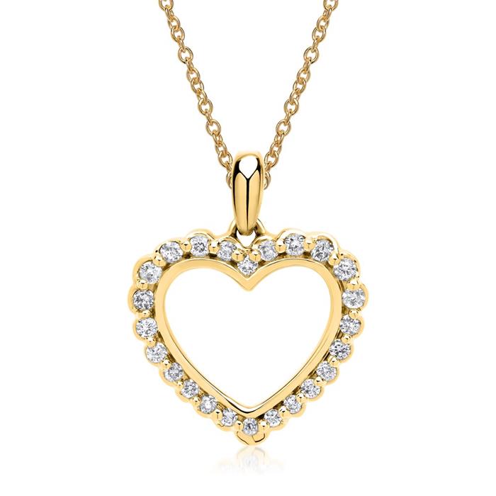 Yellow gold necklace pendant 24 diamonds 0,17ct