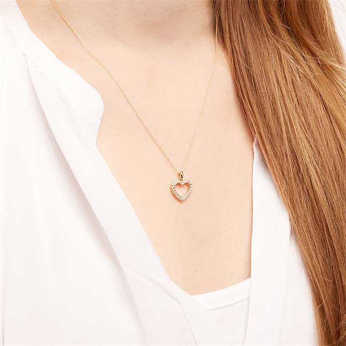 Yellow gold necklace pendant 24 diamonds 0,17ct