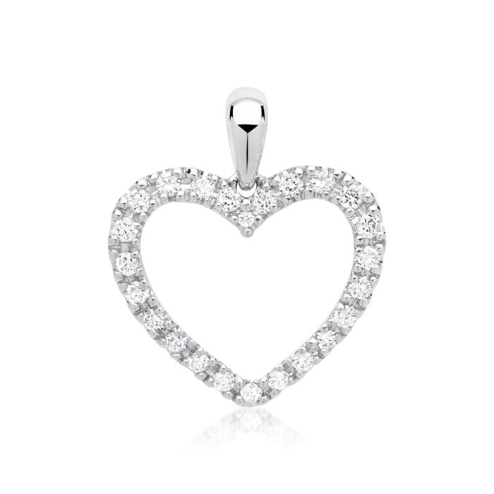 14ct white gold necklace heart 24 diamonds