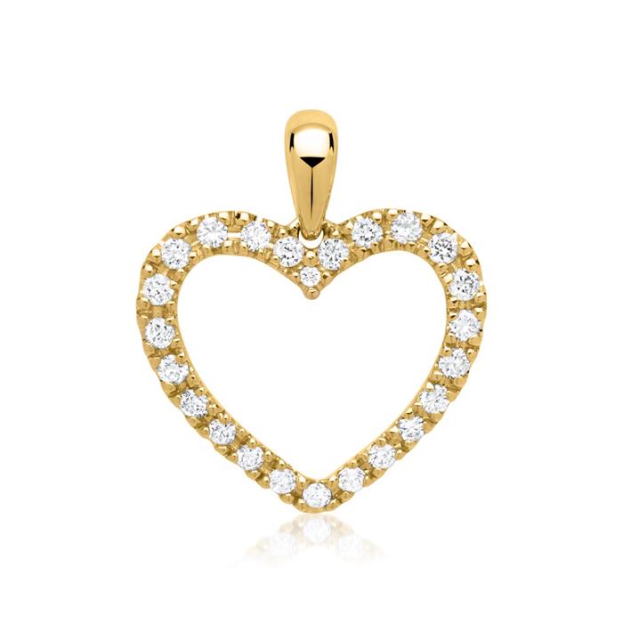 Geelgouden hanger hart met 24 Diamanten 0.25 ct.