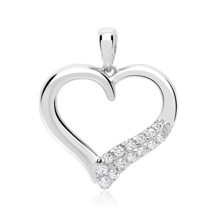 Witgouden hanger hartvorm 14 Diamanten