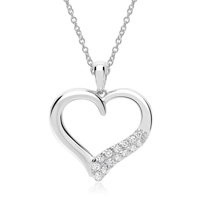 White gold pendant heart-shaped 14 diamonds