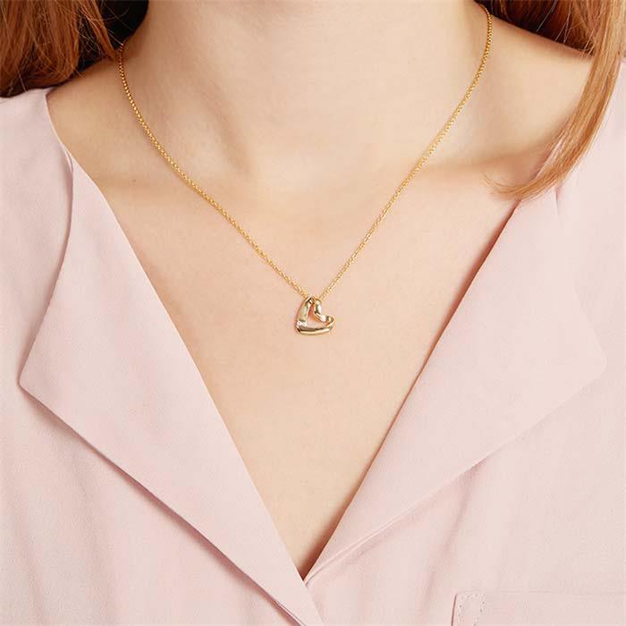 14hoops yellow gold pendant 2 diamonds