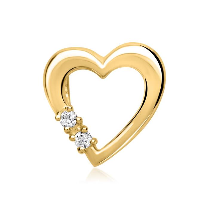 14 karaat geelgouden ketting hart 2 Diamanten