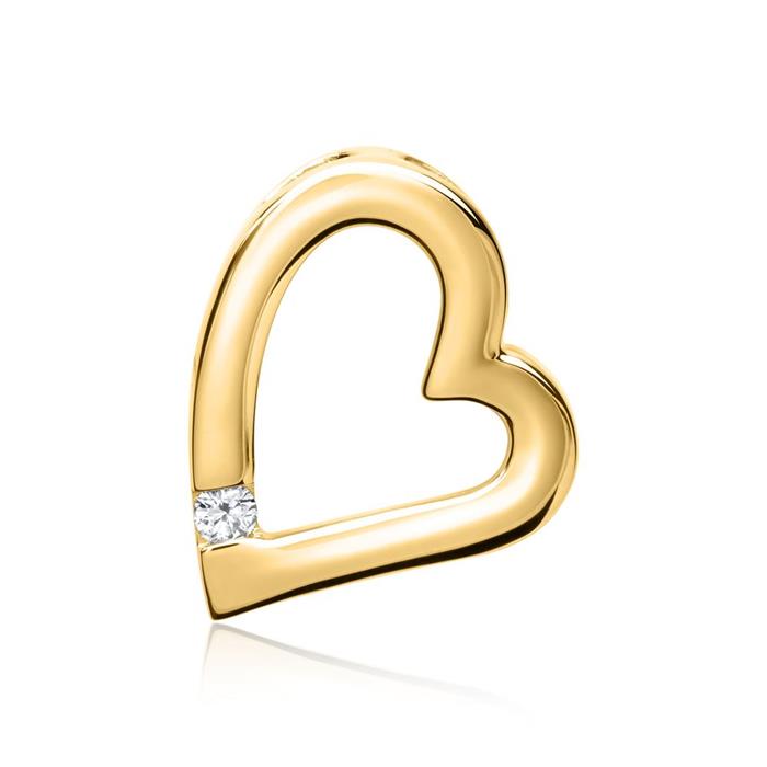 14hoops yellow gold pendant heart diamond 0,034ct
