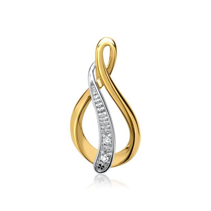 585er Gelbgold-Anh&#xE4;nger 2 Diamanten 0,012 ct.