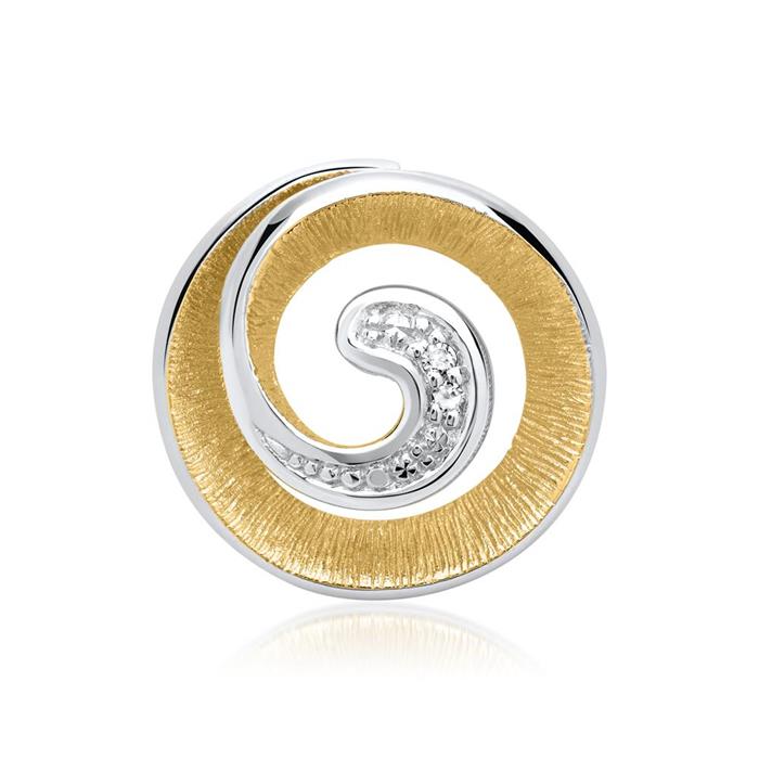 14 quilates cadena oro blanco espiral 2 diamantes