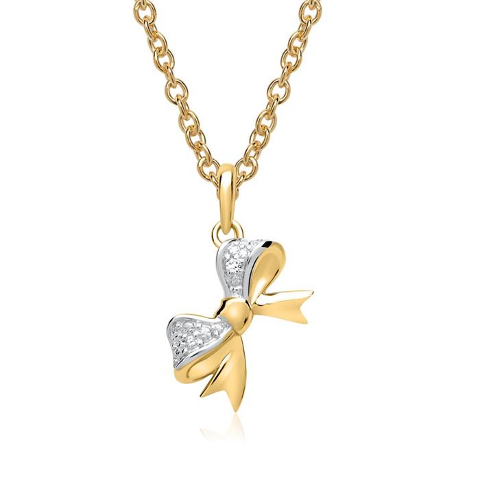 14ct yellow gold chain bow diamond