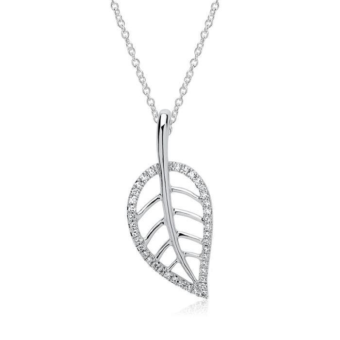 Necklace 14ct white gold 39 diamonds 0,11ct