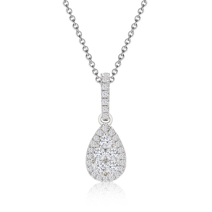 Drop shaped diamond pendant white gold