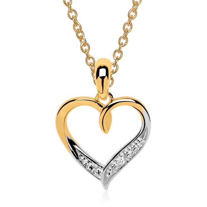 14ct gold necklace pendant heart with diamond