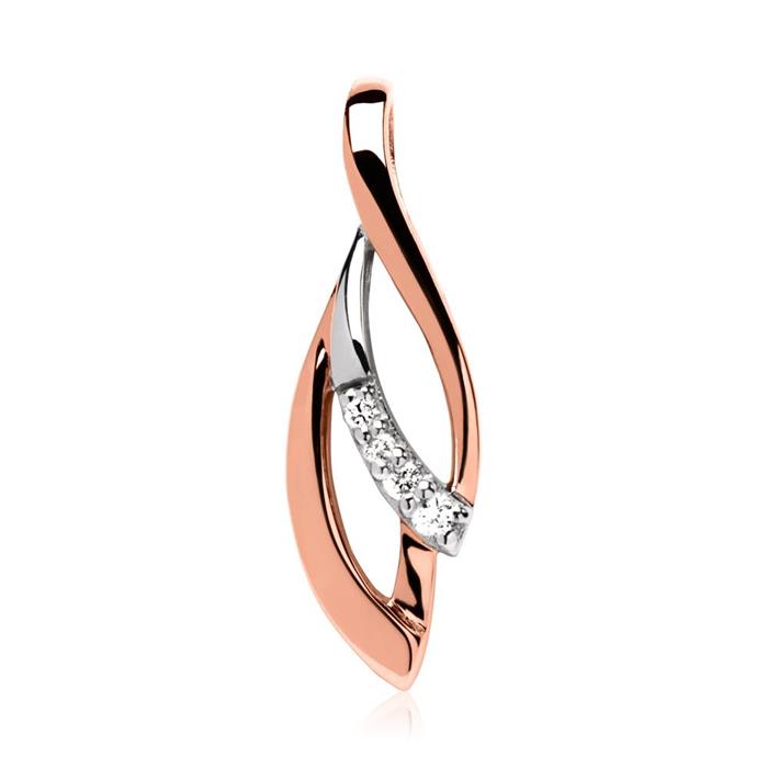 14ct rose gold pendant bicolor with diamonds