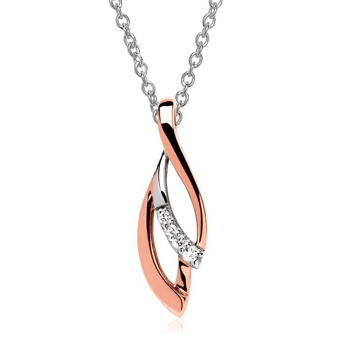 14ct rose gold pendant bicolor with diamonds