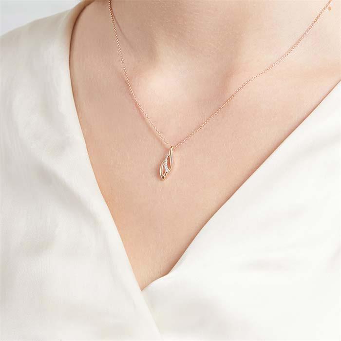 14ct rose gold pendant necklace diamonds