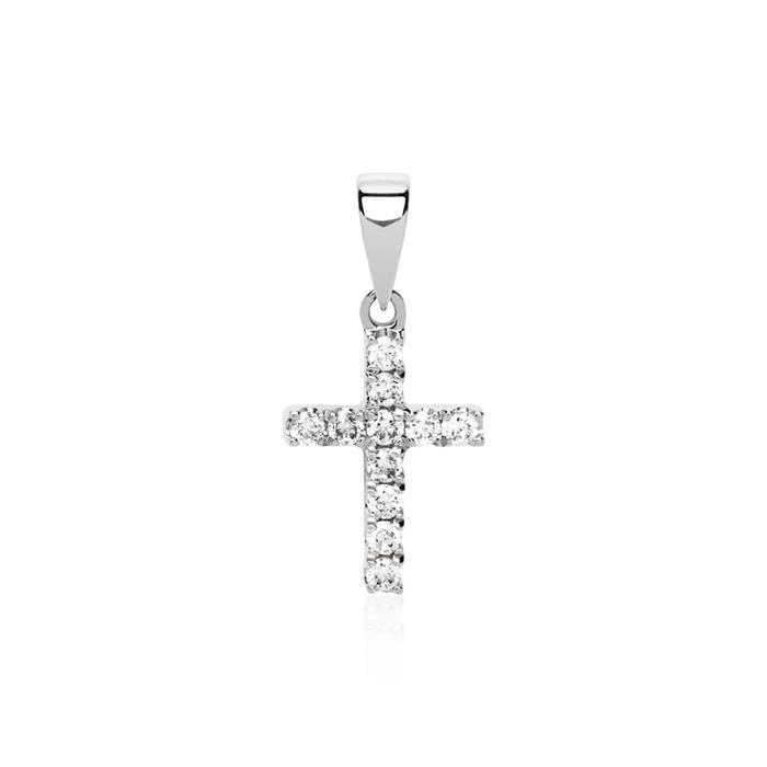 Cross necklace 14ct white gold diamond