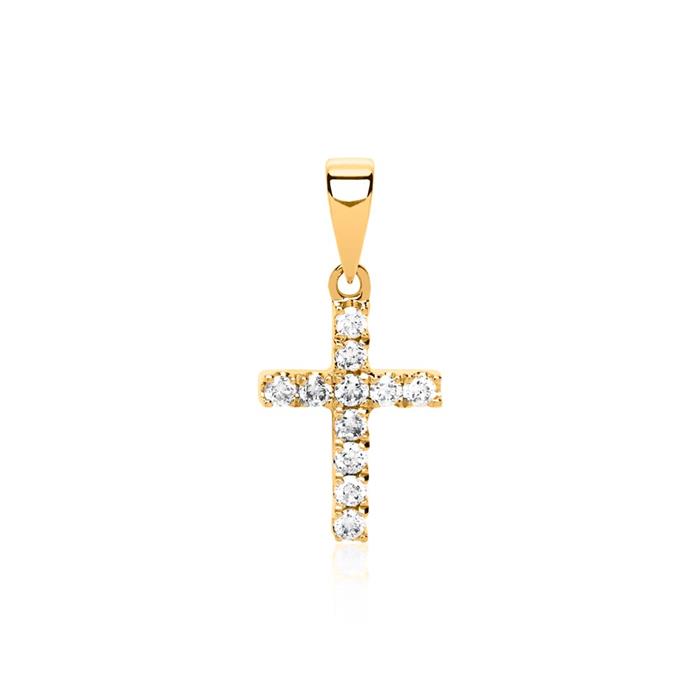 14ct Gold Necklace Cross 11 Brilliants