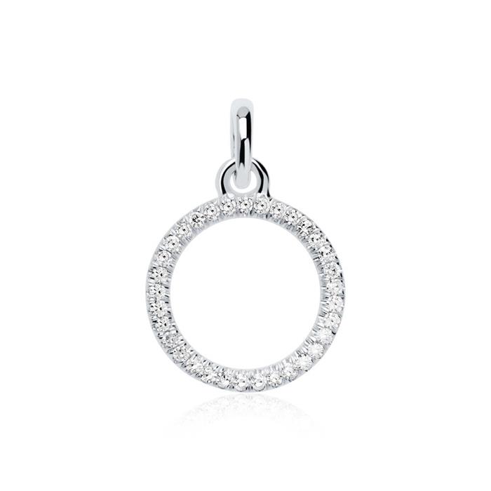 Hanger cirkel in 14k witgoud met Diamanten