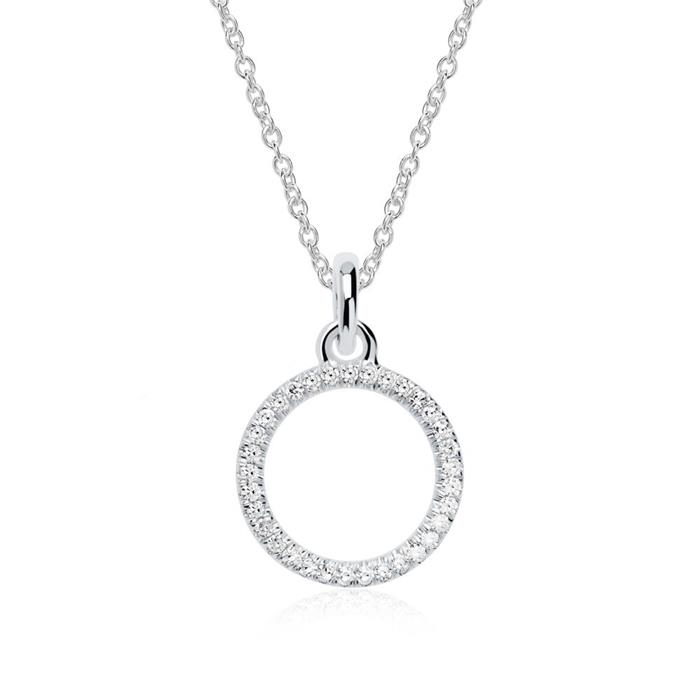 Cadena circular de oro blanco de 14 quilates con diamantes